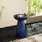 Glitzhome® 24.75" LED Cobalt Blue Twist Ceramic Birdbath Outdoor Floor Fountain